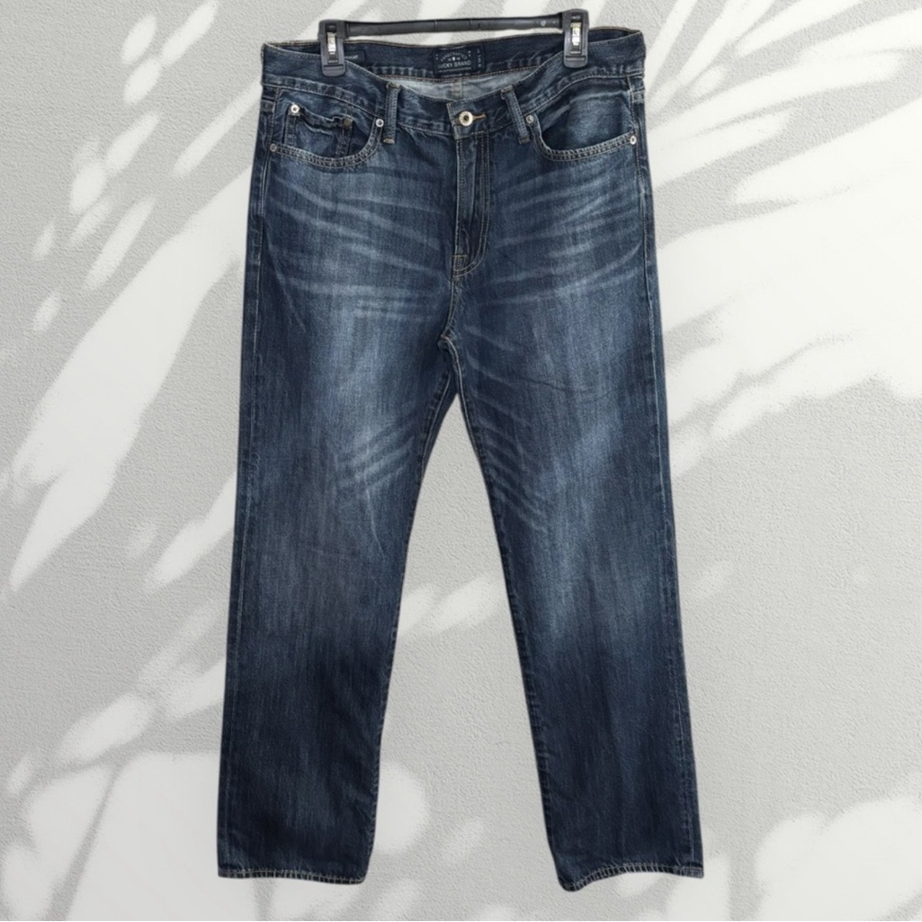 34x32 Lucky Brand Blue Straight Leg Jeans Classic Fit Relaxed Fit Denim